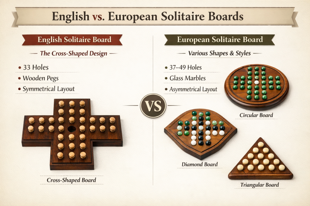 Regional Variations: English vs. European Solitaire Board Designs b33b7699 7e16 4448 8245 e48f3ce63f2b